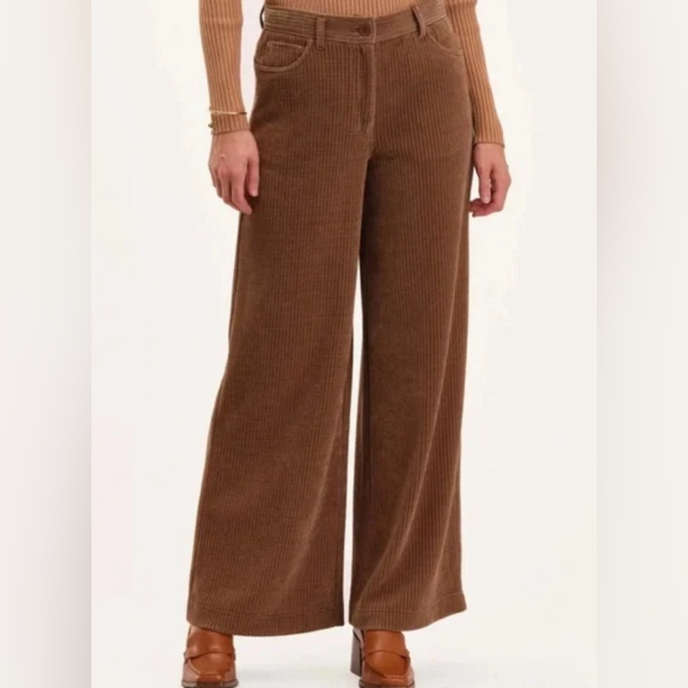 Brown Corduroy Wide-Leg Pants